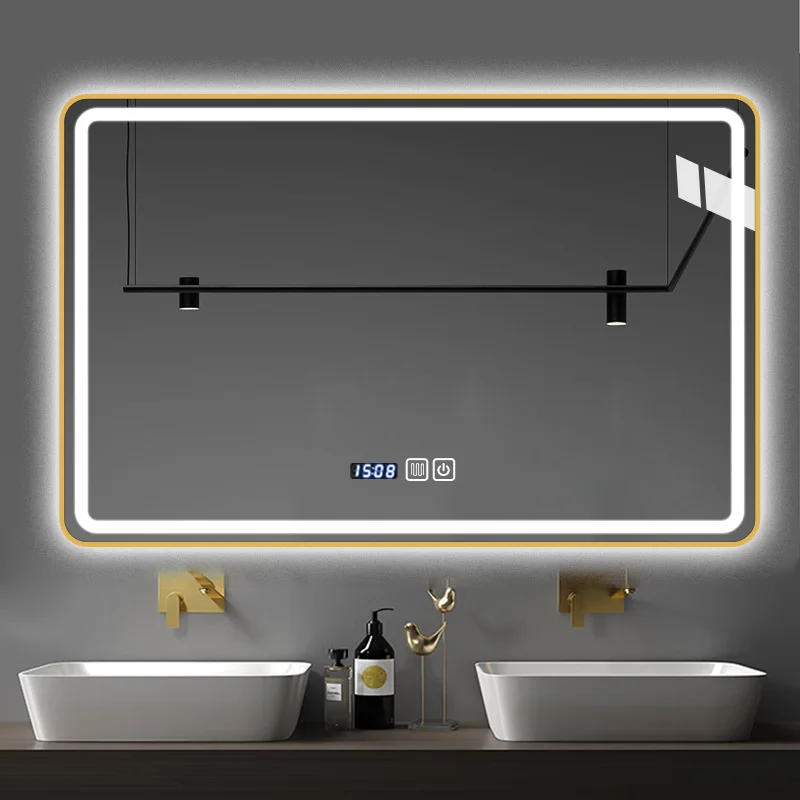 Wholesale Wall Mounted bluetooth rectangular smart touch screen bathroom mirror with LED light