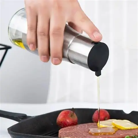 
Glass oil vinegar bottle spice organizer dispenser jar container 