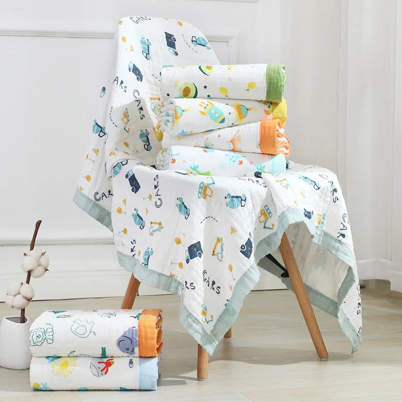 6-Layers 100% Cotton Muslin Soft Absorbent Baby Bath Towels Baby Muslin Blankets