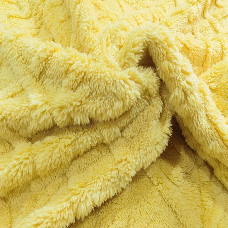 Wholesale 100% Polyester Jacquard Sherpa Brush Cotton Knit Fabric for Blanket Home Cloths Bathrobe Fabric