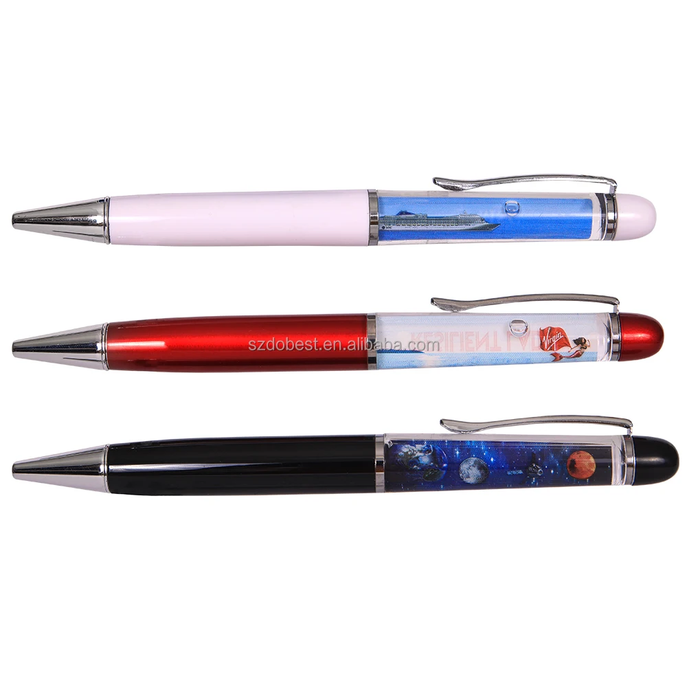 Wholesale Souvenir Custom Characters Cartoon Floater Whole Sale Glitter PVC Liquid Pen