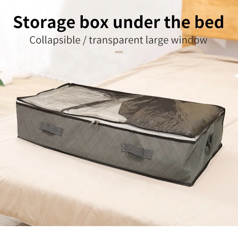 Foldable Sturdy Zippers Large Capacity Clothes Bag Blankets Under Bed Storage