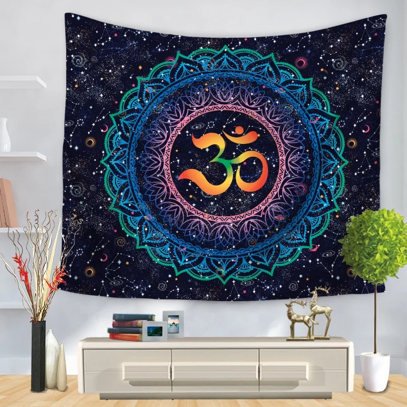 Мантра Hinduism настенная подвесная цветная Om чакра Триппи хиппи бохо психоделическая МАНДАЛА