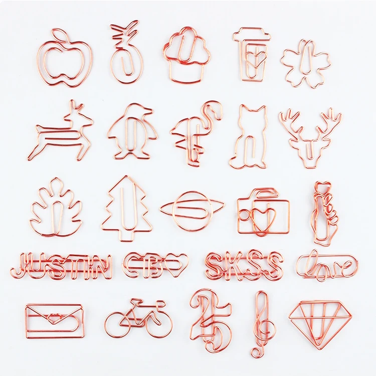 Custom Multicolor Cute Metal Paper Clip Custom Creative Logo Animal Shape Bookmark Paper Clips