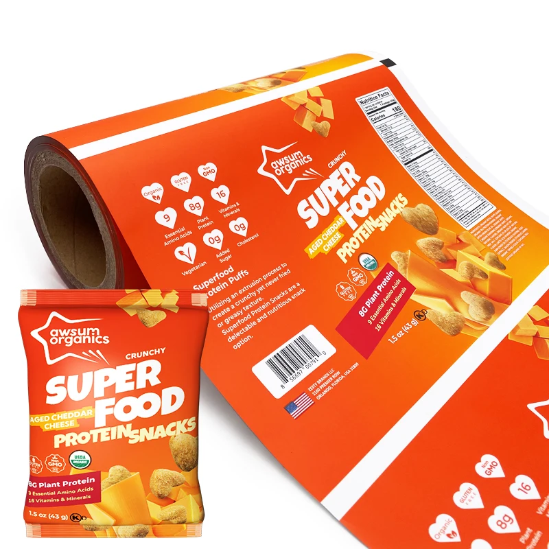 Customize print food grade plastic laminated roll film for packing snack food packaging bag potato chip packaging bag film roll