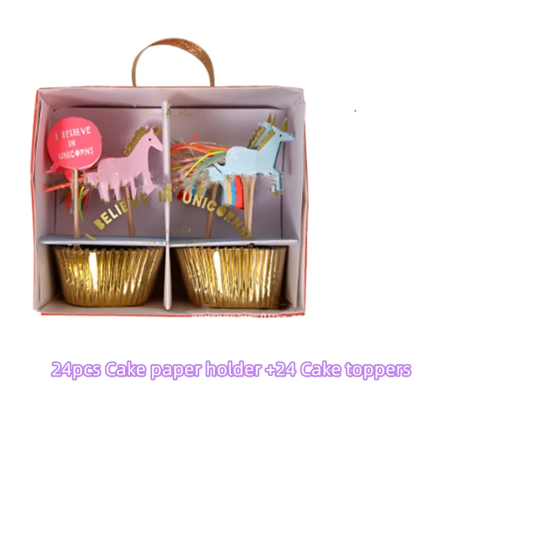 Держатель для кексов из серии «Единорог» набор топперов украшения торта свадьбы дня рождения мальчиков и девочек