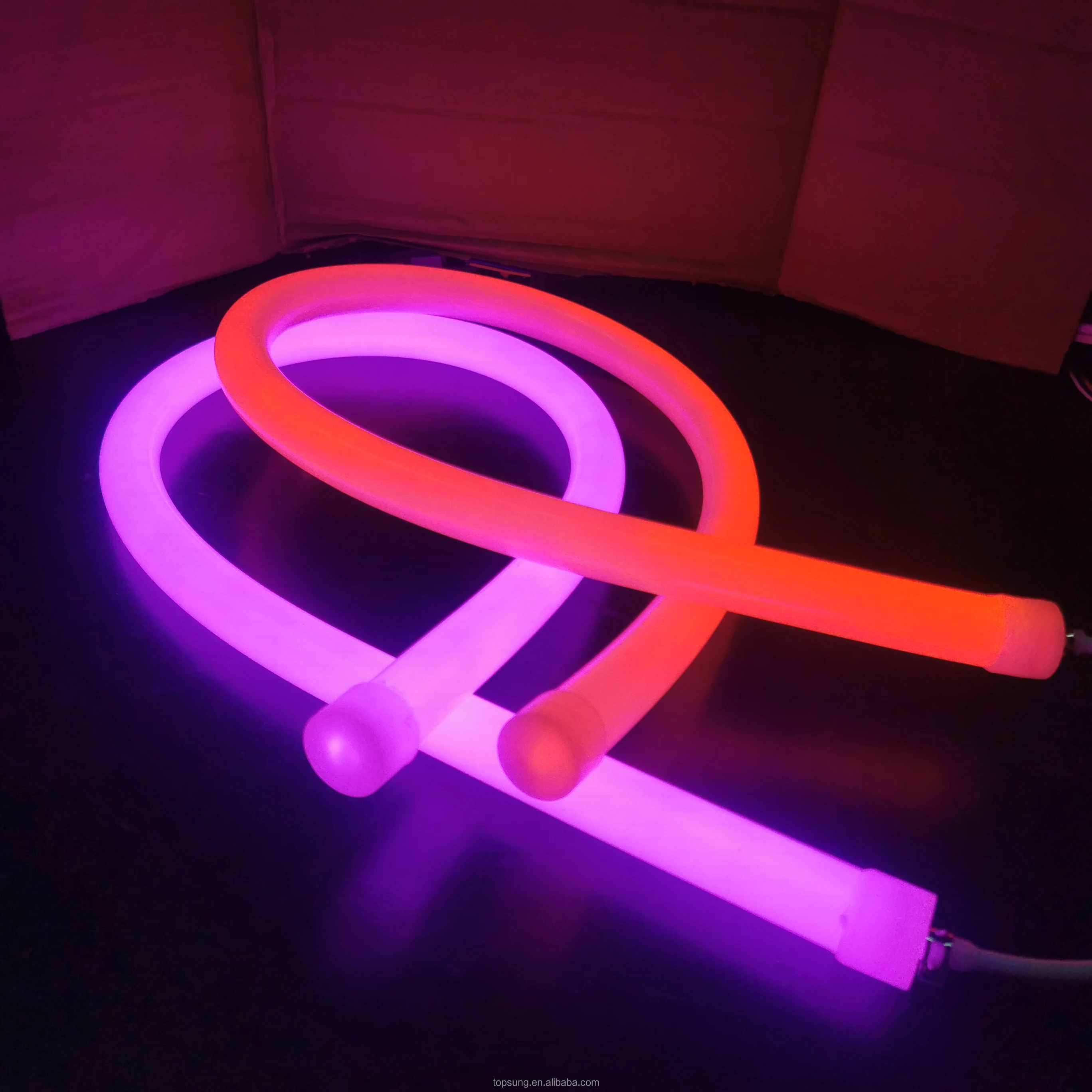 5m Round led neon 40mm multi colors 360 degree waterproof flexible soft hose 24v Silicone neon flex tube