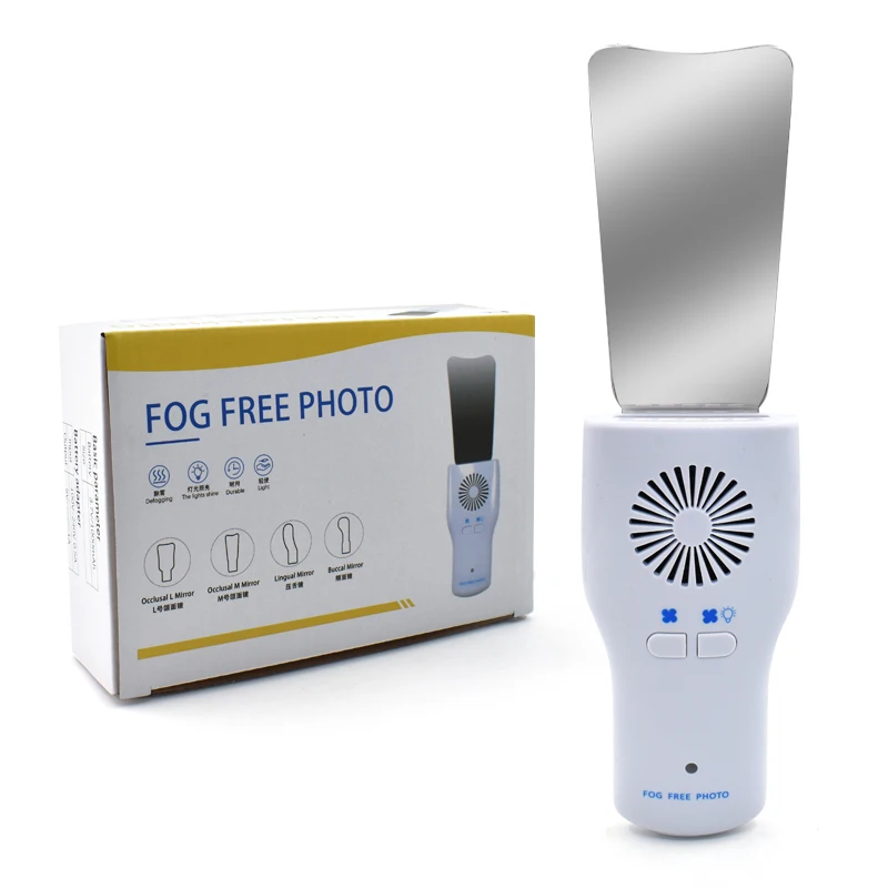 Dental Fog Free Intraoral Photography Mirror Automatic Electric Dental Occlusal Mirror Defogging Reflector with LED Light