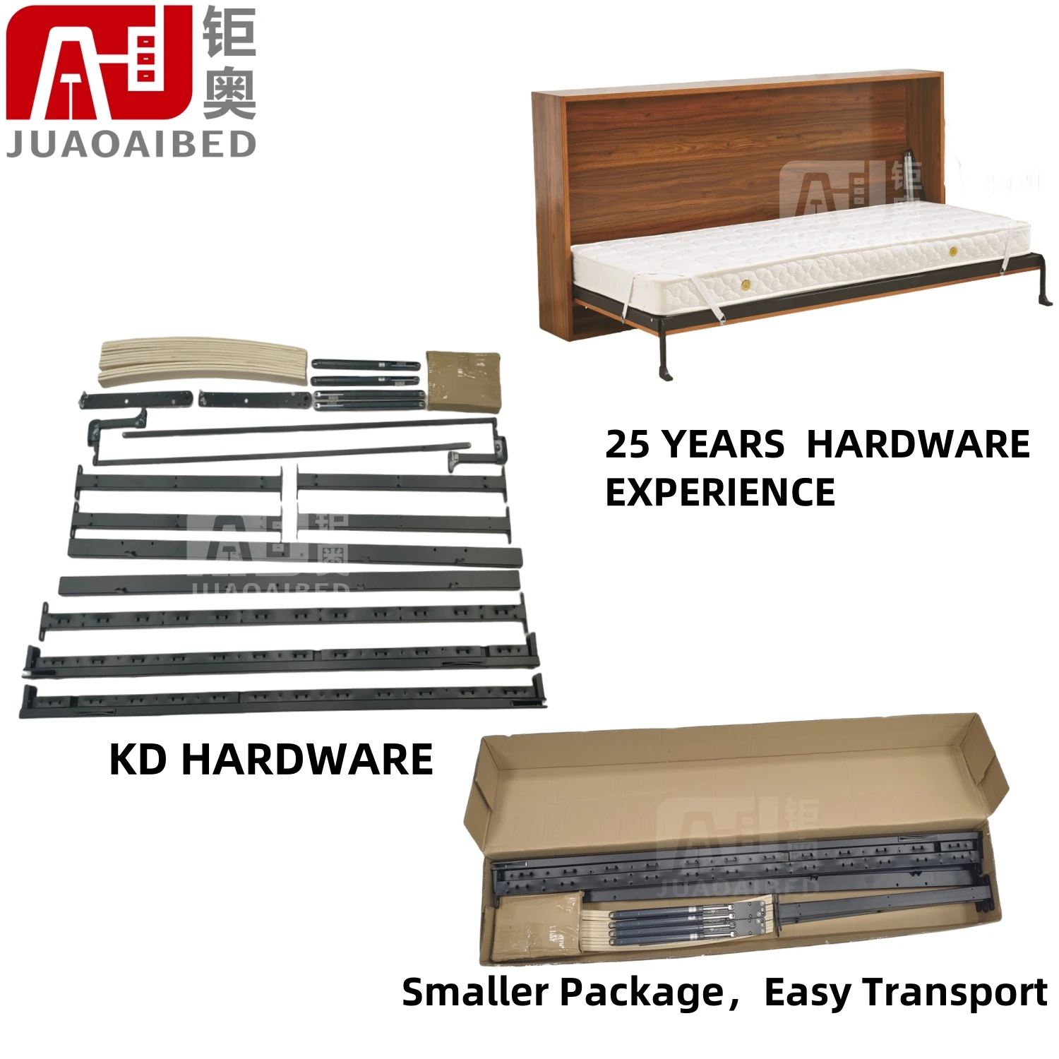 Horizontal Knock-Down KD Modern Design Queen Size Wall bed Murphy bed Kit