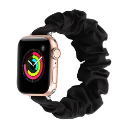 Cute Women Hairband Fabric Scrunchie Wristbands Smartwatch Strap for iwatch Series 7/6/5/4/3/2/1/SE