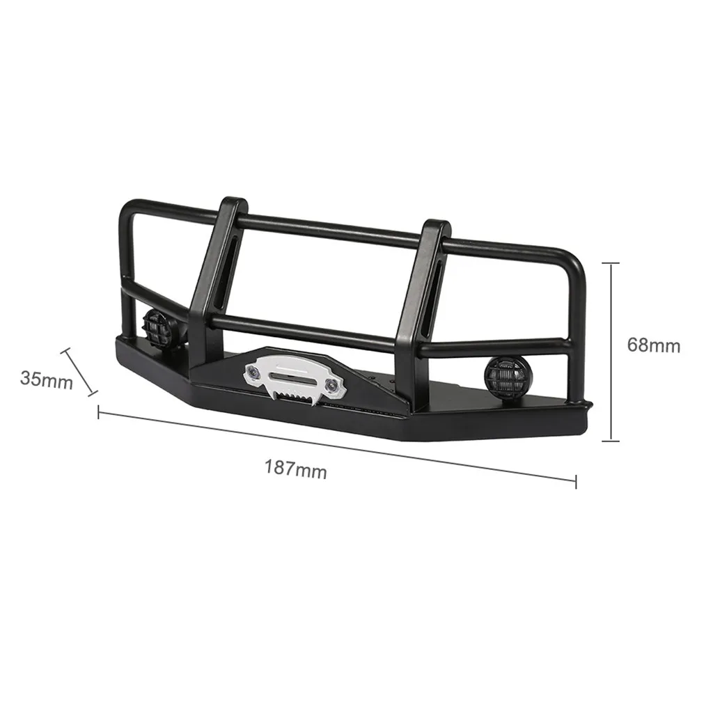 1/10 RC Car Metal Front Bumper Bull Bar LED Lights for Traxxas TRX4 Hsp Redcat Rc4wd Tamiya Axial D90 Hpi Off-road Rock Crawler