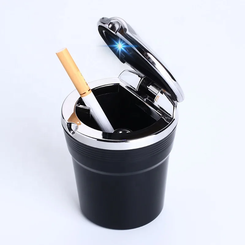 Portable Custom Outdoor Smokeless LED Car Cigarette Ashtray With Cover