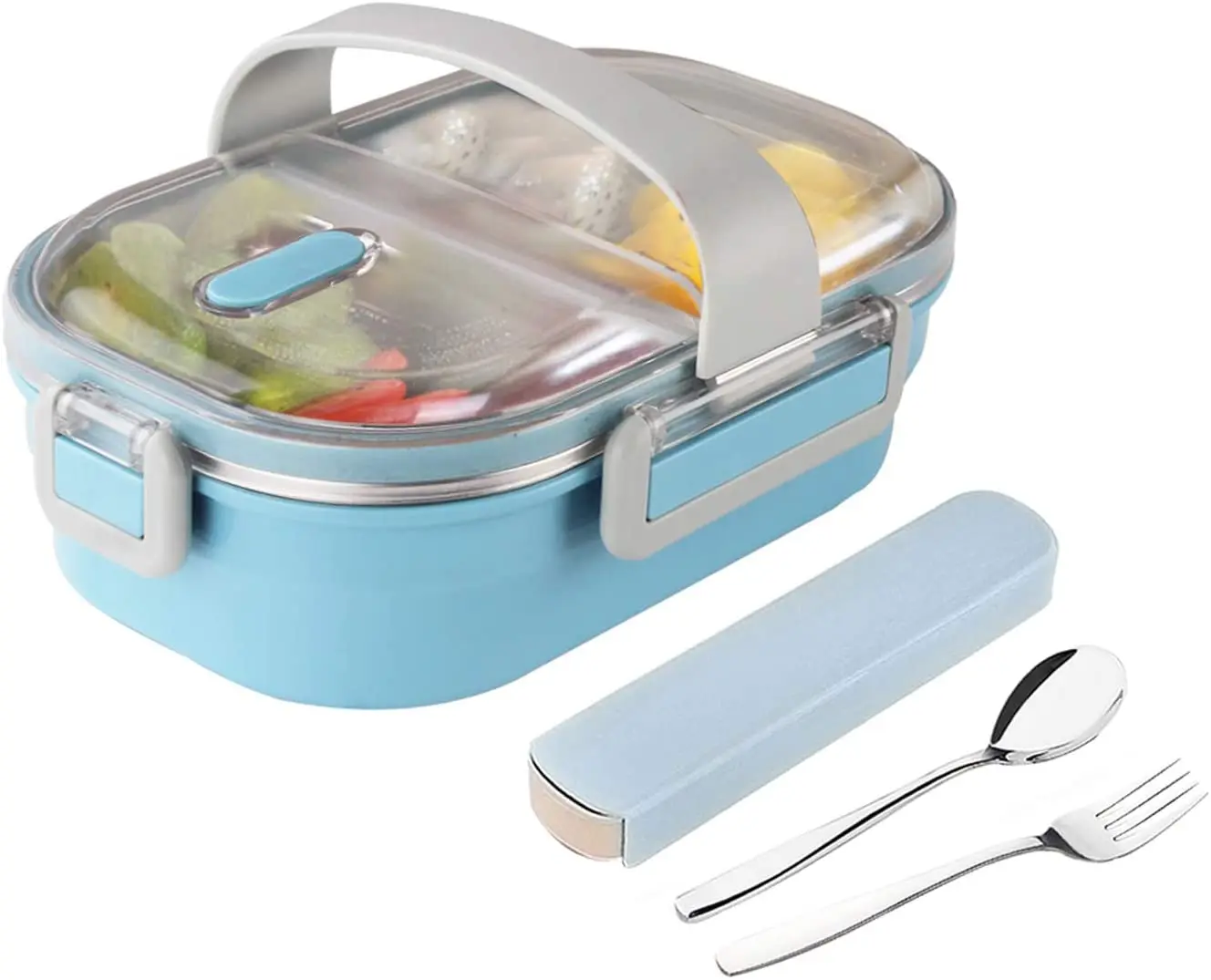 Hot Selling Stainless Steel Sandwich School Bento Lunch Box With portable utensils 2 Compartment Leakage proof Lunch Container