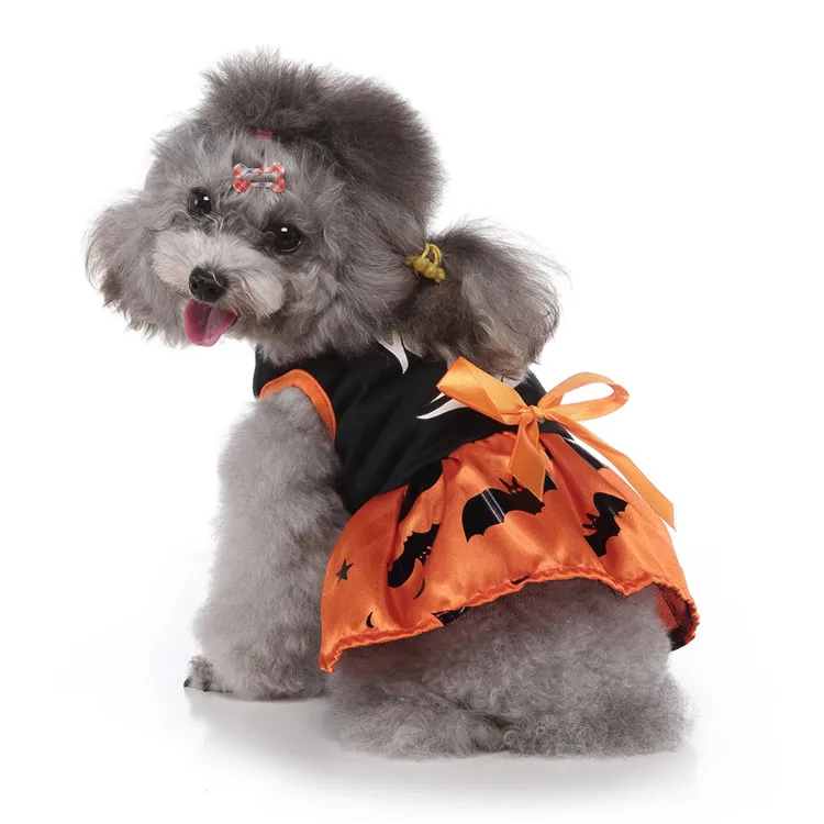 Funny Halloween Dog Clothes Ghost Dog Dress with Bowtie Cheap Wholesale