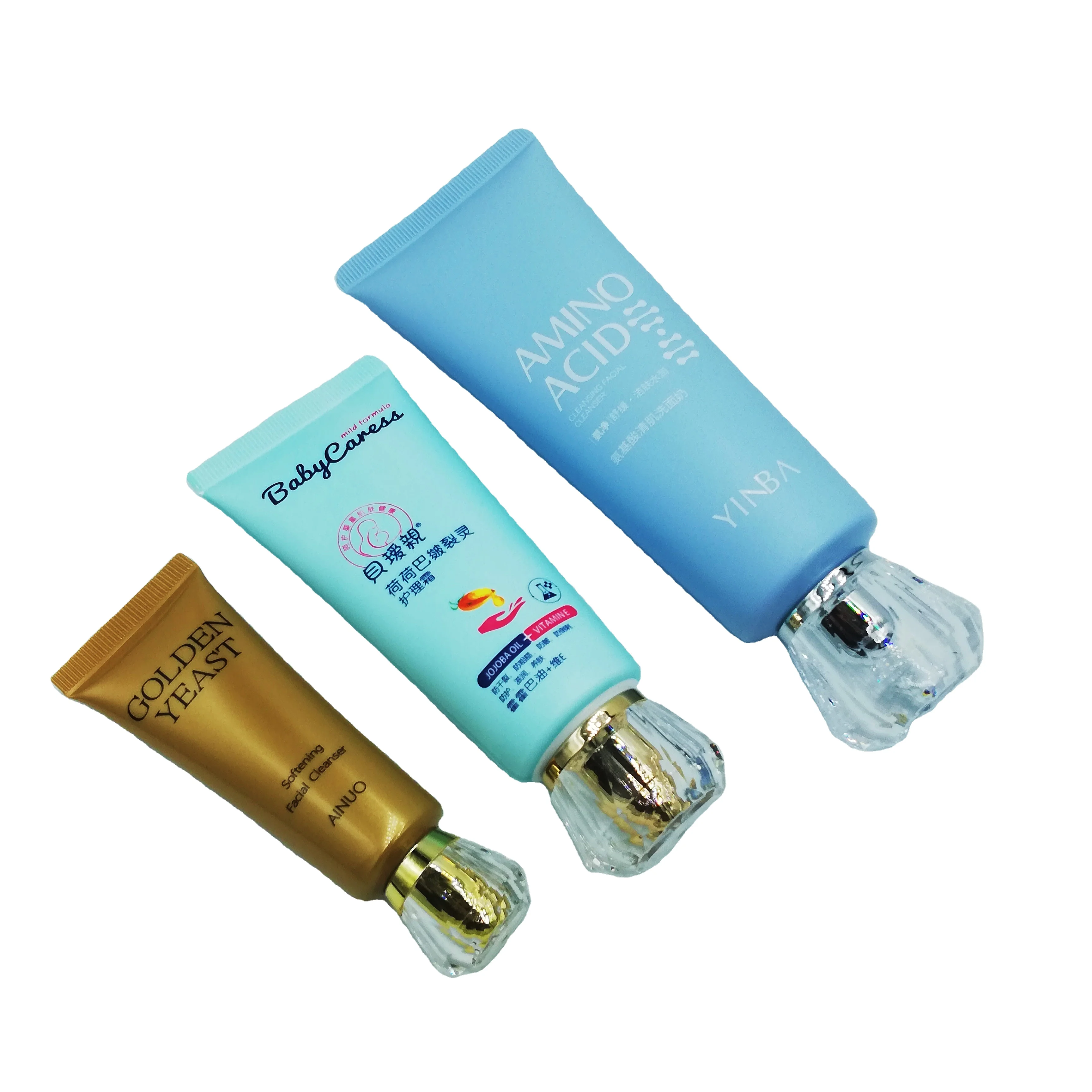 Wholesale plastic tube with acrylic electroplated lid cream container soft squeeze cosmetic tube custom logo private label