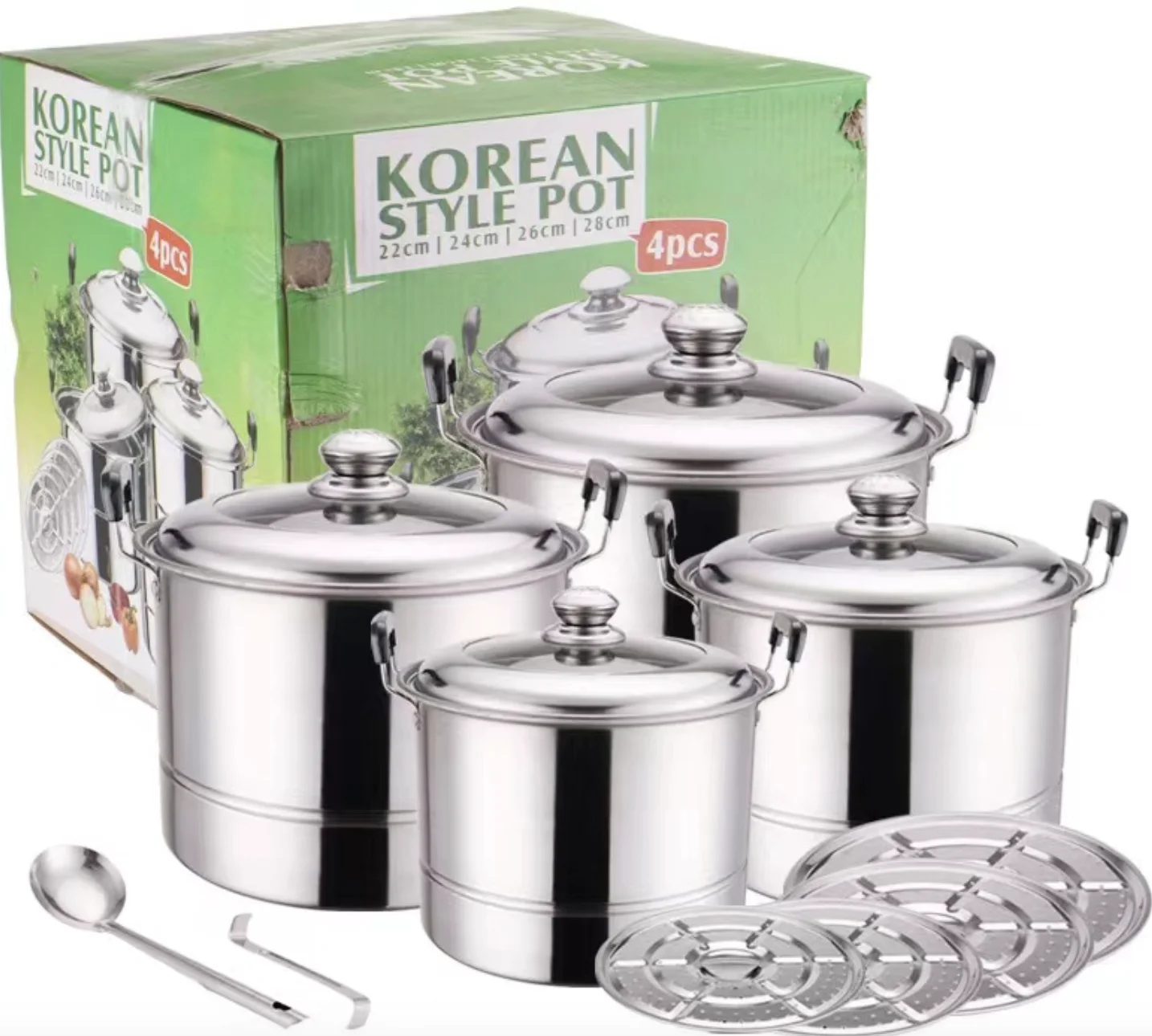 Cooking Casseroles Stainless Steel Soup Pot Set Kitchen Cookware 22cm 24cm 26cm 28cm Soup Milk Cooking Pot Set