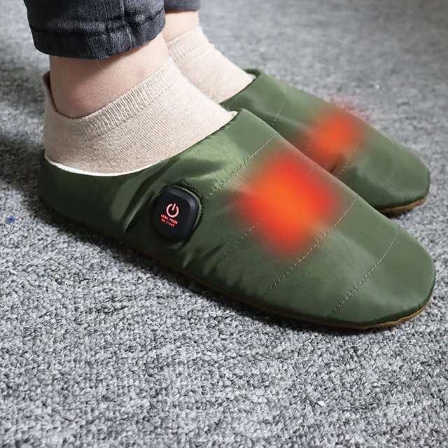 Custom Winter men Women Indoor Outdoor Electric Battery Powered Foot warmer USB Carbon Fiber Heated Slippers