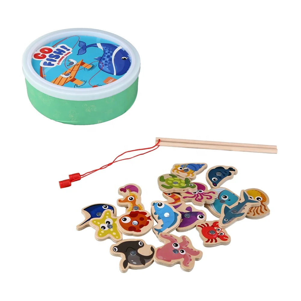 Magnetic Wooden Fishing Game Toy for Toddlers Kids Montessori Wooden Play Set Toy Educational Cognitive Game