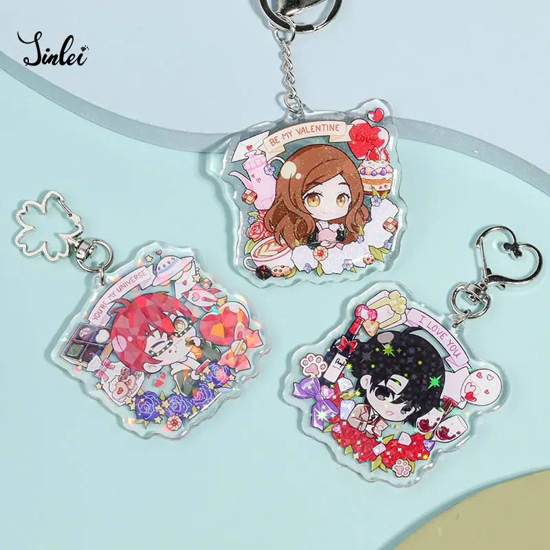 Jinlei custom clear acrylic keychain custom printed anime cheap engraved acrylic charm