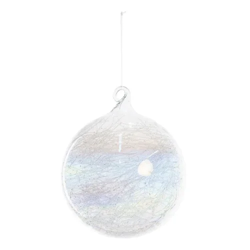 Christmas Tree Decoration Hand Blown Borosilicate Clear Bubble Glass Iridescent Glass Threads Ball Christmas Tree Ornaments