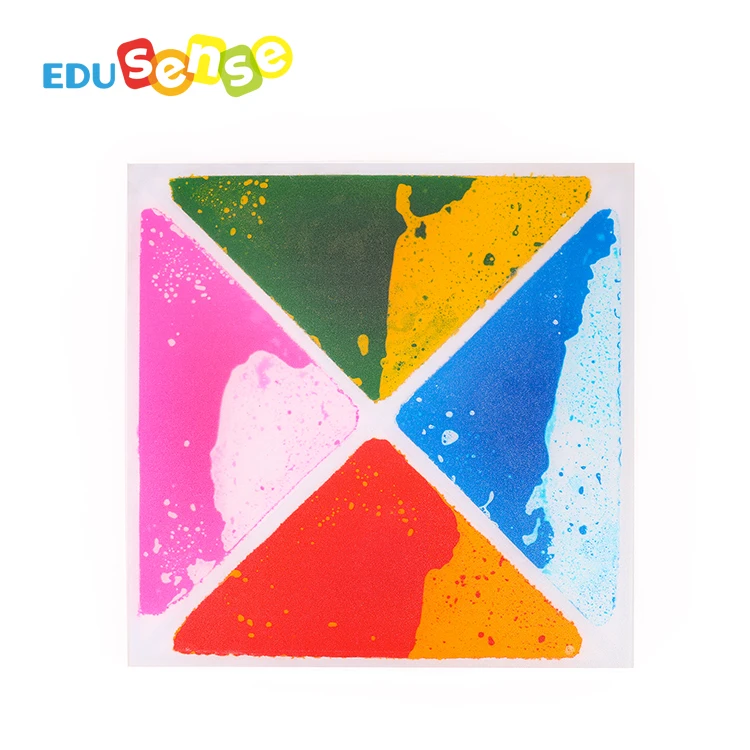 Anti Slip PVC Tile  Autistic Children Kindergarten Educational Liquid Flowing Toy Interactive Liquid Rubber Floor With 4 Colors