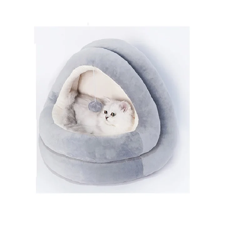 Роскошная полузакрытая Лежанка для домашних животных, удобная плюшевая Лежанка для кошек и собак, теплый домик для кошек на осень и зиму