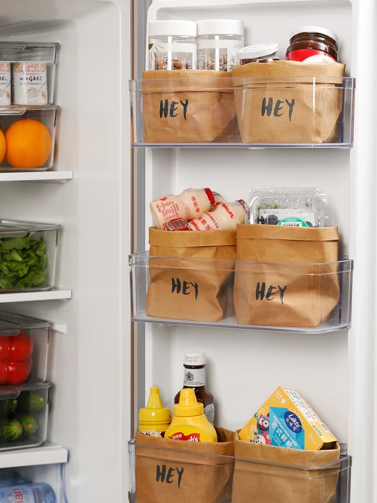 Waterproof Kraft paper bag washable kitchen refrigerator food storage bag flower pot waterproof