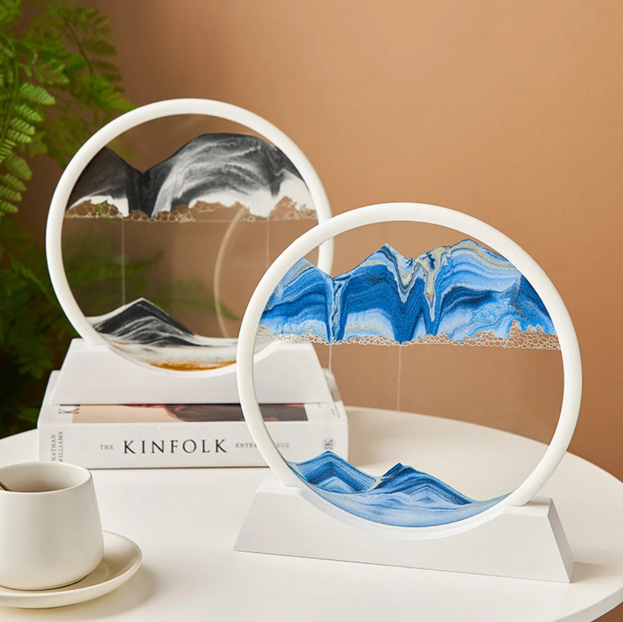 Rotating 3D Moving Sand Art Ornaments Round Liquid Hourglass Flowing Sand office Home Decoration Hourglass Timer Clock