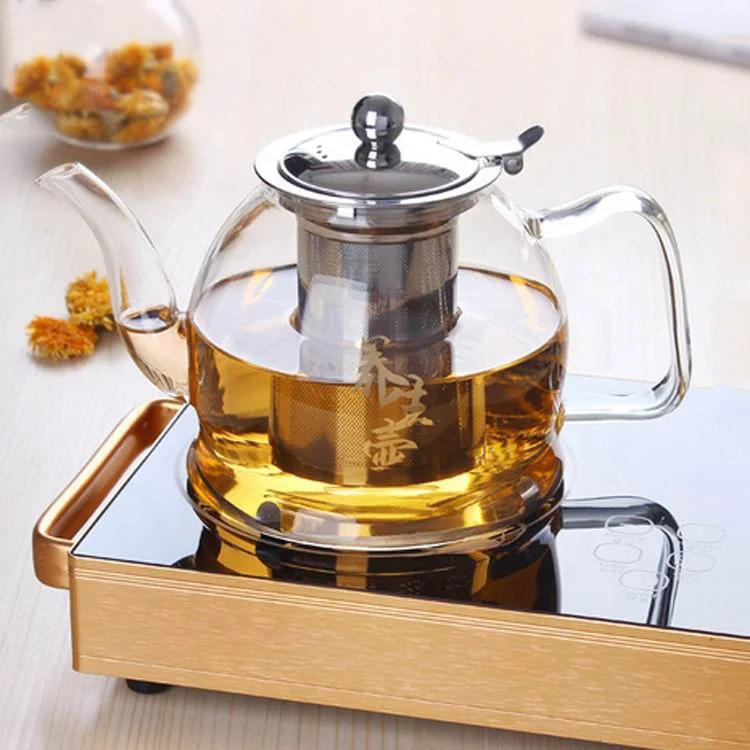 1200ml Transparent high borosilicate teapot heat resistant glass tea pot with infuser