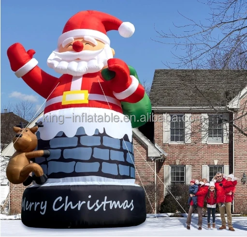 20/26/33FT Giant Inflatable Christmas Santa Claus Decoration Outdoor Blow Up Large Chimney Santa