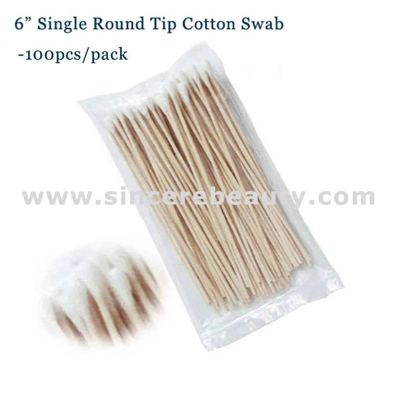 6 Inch Single Tip Wooden Stick Cotton Bud Beauty Swab
