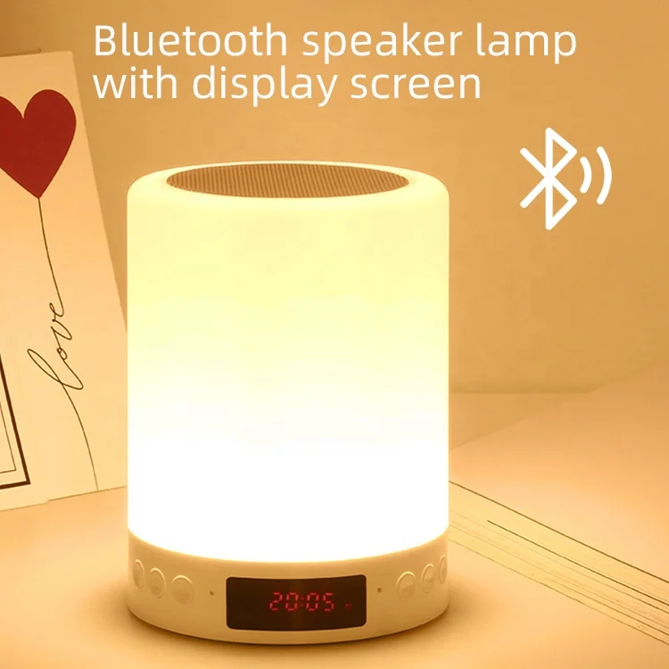 Hot Selling Touch Light Lamp Portable Hanging Blue tooth Speaker with Alarm