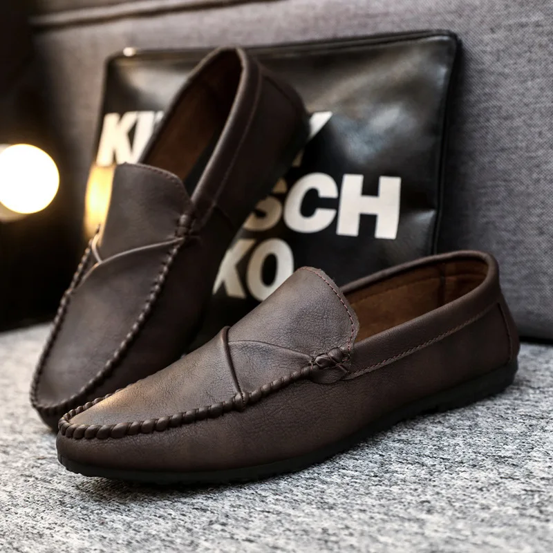 Men Loafers Shoes Spring Summer Soft Genuine Leather Sneakers Men Moccasins Shoes Breathable Slip Light Weight Shoes For Men