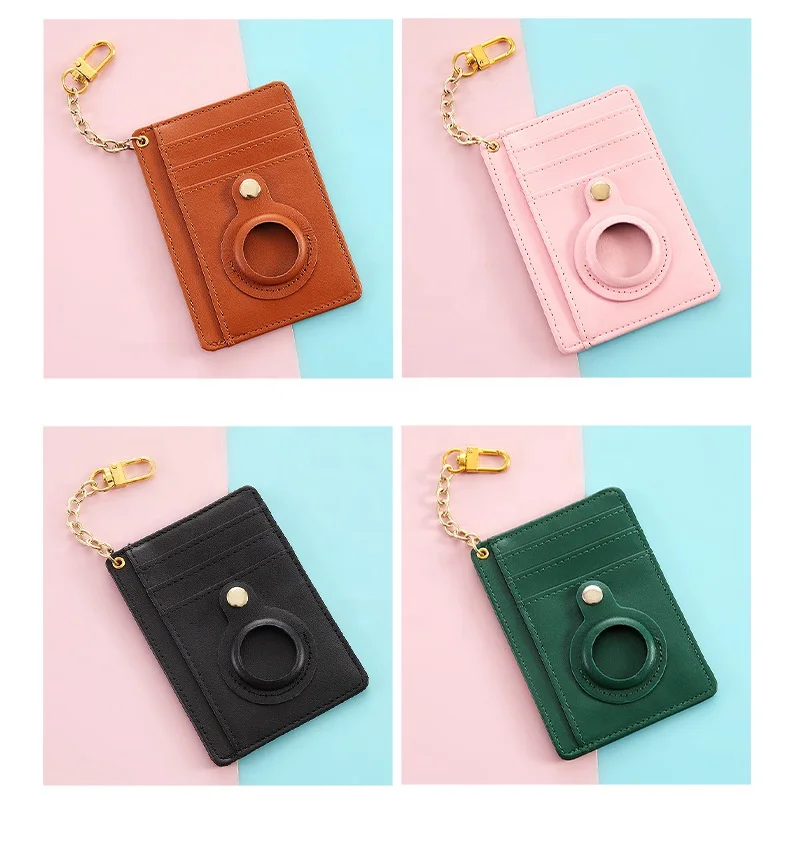 Leather Key Card Holder Wallet with Bluetooth Wireless Electronic Remote Tracking Tag Device Case