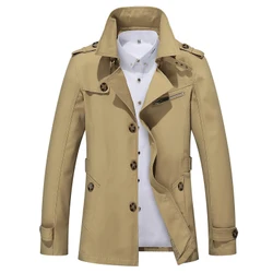 2020 AUTUMN AND WINTER FASHION MID LENGTH TRENCH TURNDOWN COLLAR SLIM HANDSOME COAT FOR MEN