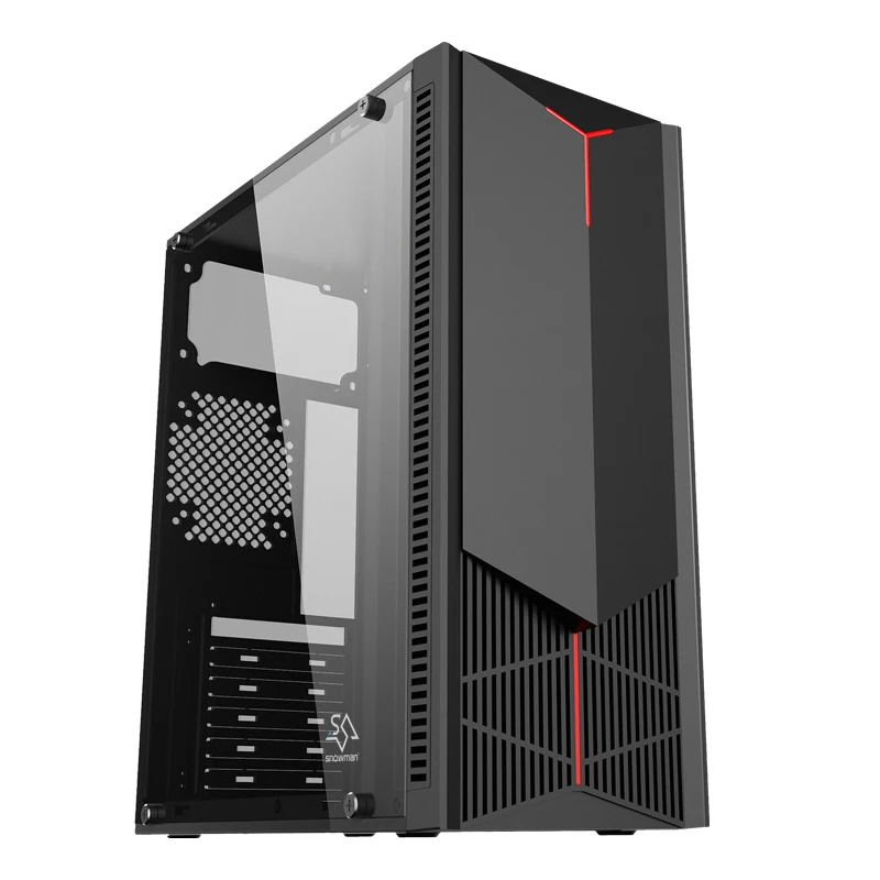 SNOWMAN Sense Of Technology CS024 PC Gaming Case Acrylic Computer Desktop MATX Black Mid Tower Computer case PC case