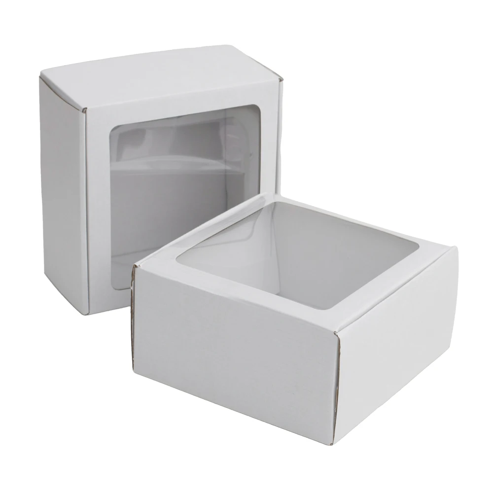 Wholesale Folding Recyclable Cheap White Packaging Kraft Paper Custom Logo High Quality Cake Paper Box With Window