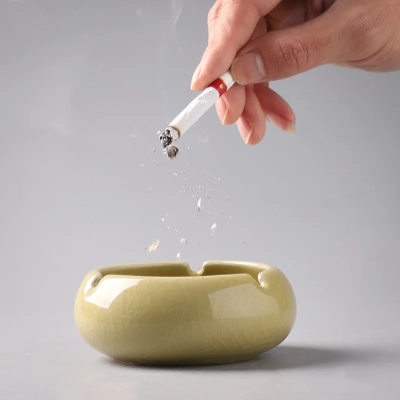 New Design Blue Brown Grey Color Elegant Support OEM ODM Ceramic Ashtray