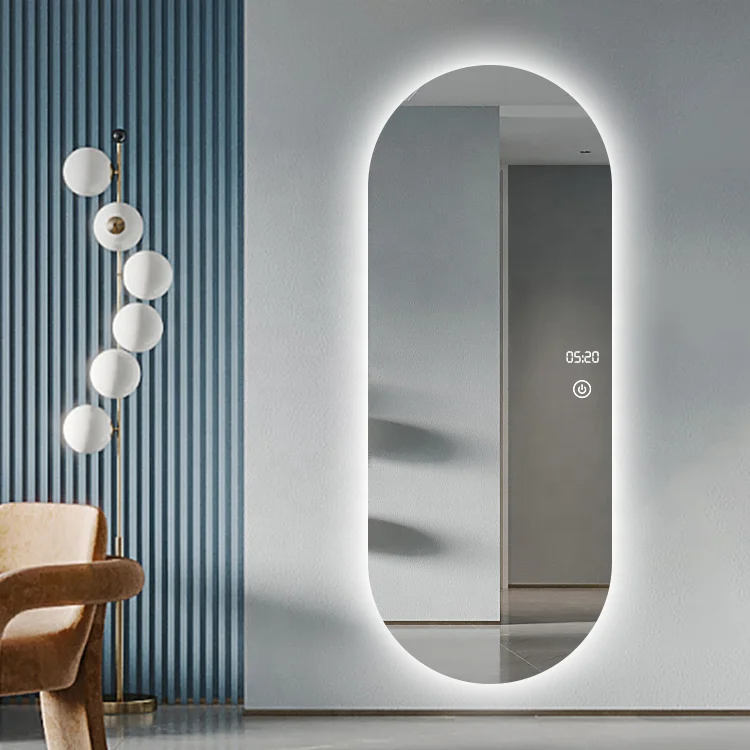 big Oval shape Salon large frameless bright led lighted salon mirror makeup barber mirror dressing mirror with LED light