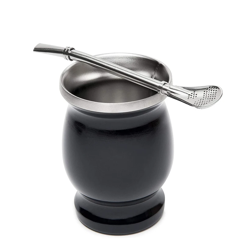 
 Вакуумная Изолированная двойная стена из нержавеющей стали 8 унций высокого качества и соломинка Серебристая чашка Yerba Mate  