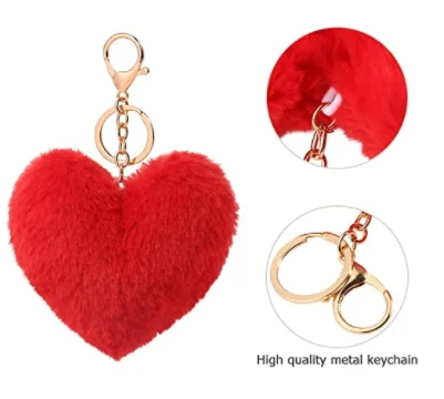 2022 hot sale  Puffball pom pom Keychain Colored Keyrings Charm for Girls bag accessories
