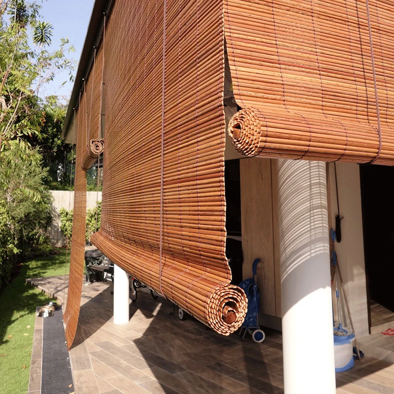 SUNC outdoor waterproof roll up Bamboo blinds for windows