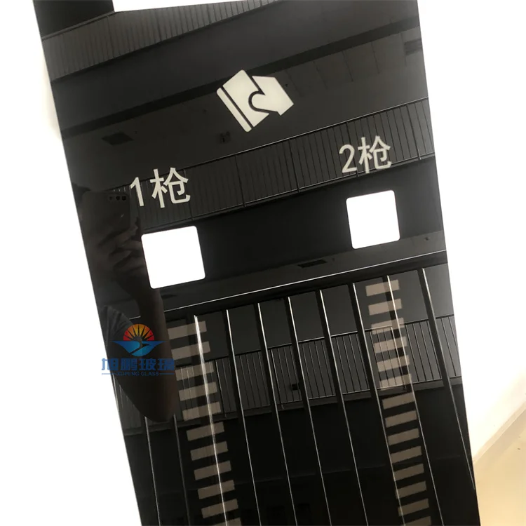 Charging station glass panel black silk screen semi transparent black white pattern/text/number/logo silk screen tempered glass