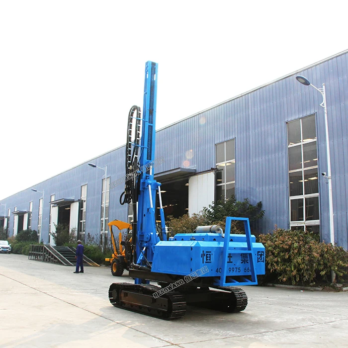 Solar pile driver for tractor ramming machine