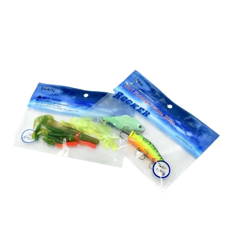 Custom Printed  Biodegradable  PVA Plastic water soluble small ziplock Fishing bait bags with window