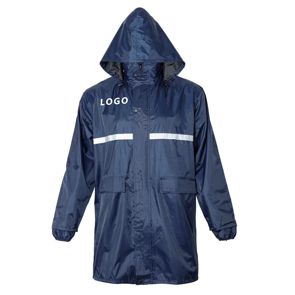 SPARK TAC Custom Waterproof Oxford Cloth Long Jacket Coat Rain Work Rainwear with Reflective Tapes