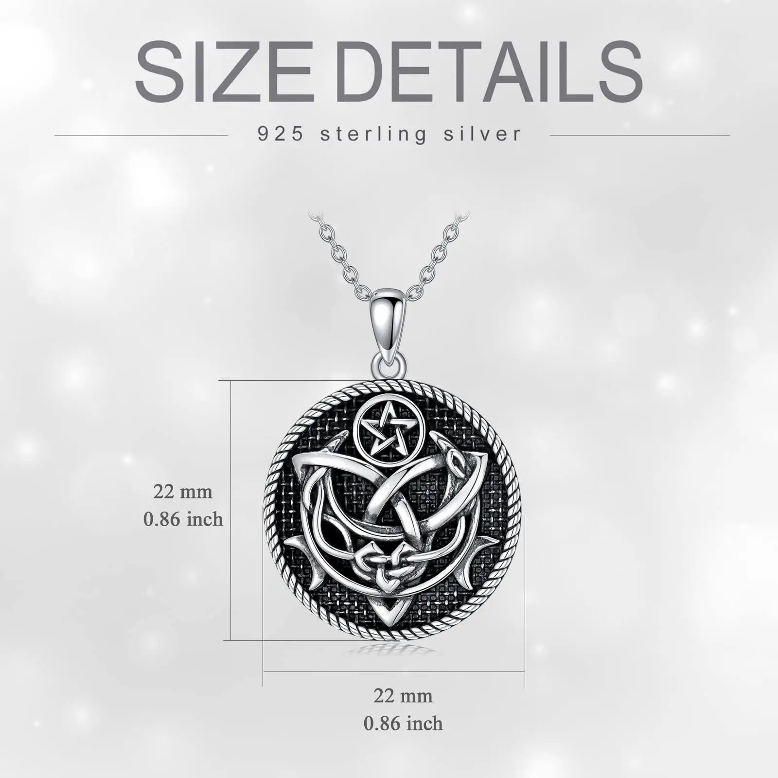 Hot Sale Jewelry 925 Sterling Silver Oxidized Celtic Knot Moon Star Pendant Necklace