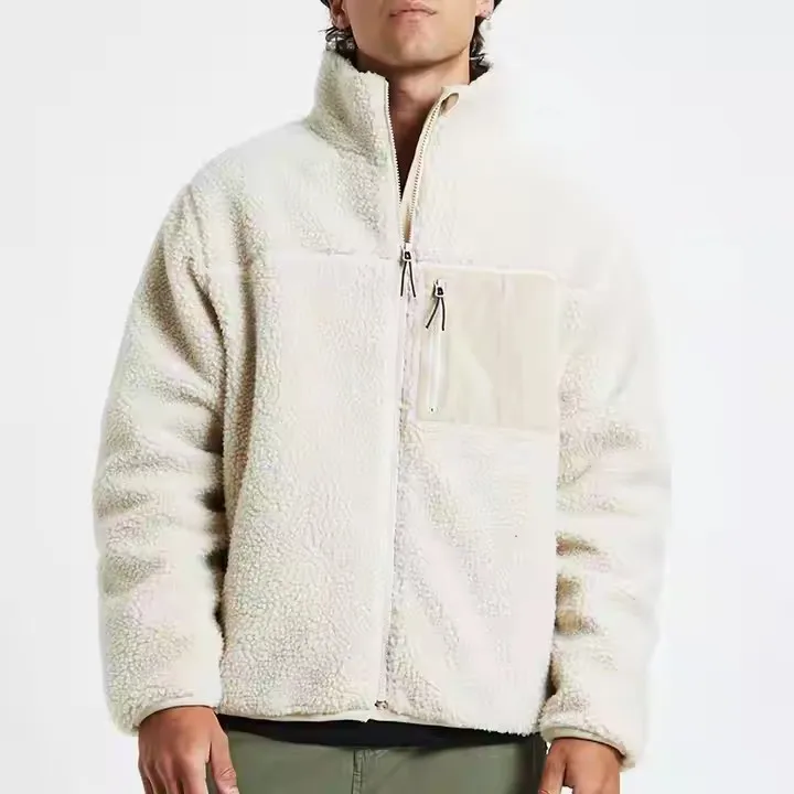 Winter Outdoor Multi Pocket Comfortable Fleece Zip Up Sherpa Oversized Jacket