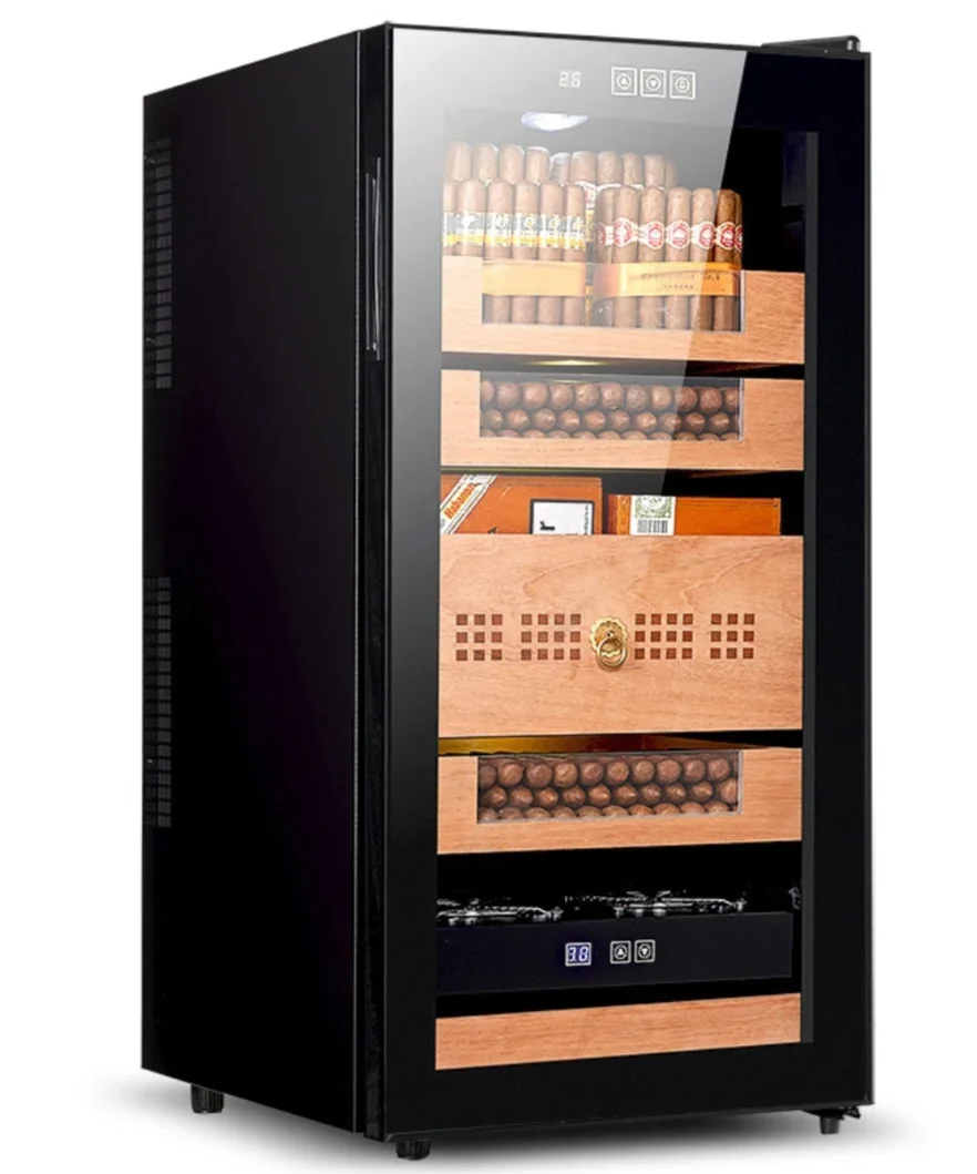 Wholesale  Manufacturer Cabinet Storage Electronic Compressor Cooler Humidifier Cigars Display Cedar Wooden Cigar Humidor