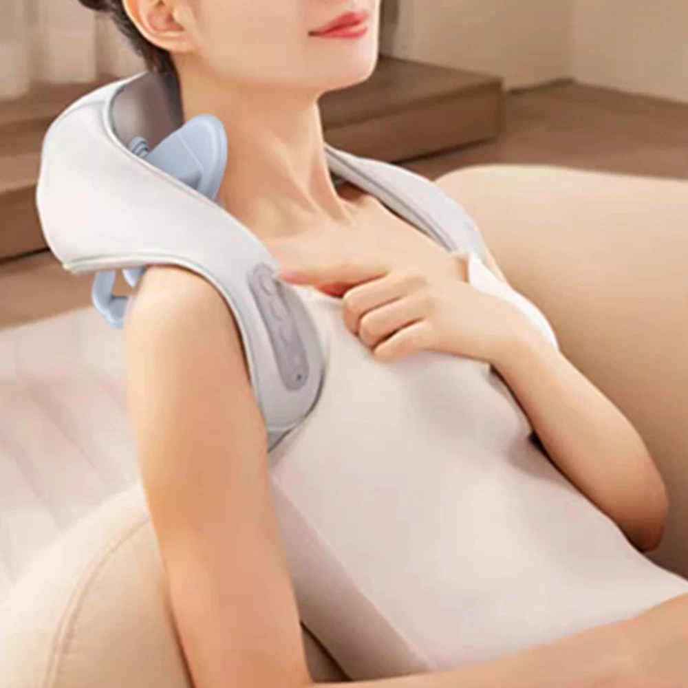 Electric Neck Shoulder Portable Wireless Deep Tissue Muscle Massage Smart Cervical Massager with Heat